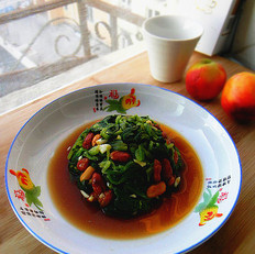 果仁菠菜 ,果仁菠菜 怎么做,凉菜,小吃教程,家常菜,家常菜做法,小吃培训,果仁菠菜 的做法,