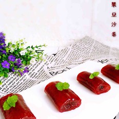 火龙果西米豆沙卷 ,火龙果西米豆沙卷 怎么做,甜品点心,小吃教程,家常菜,家常菜做法,小吃培训,火龙果西米豆沙卷 的做法,