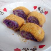 紫薯馅凉糕 ,紫薯馅凉糕 怎么做,韩国料理,小吃教程,家常菜,家常菜做法,小吃培训,紫薯馅凉糕 的做法,